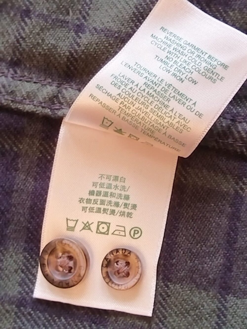 Roots Canada Flannel Plaid Shirt Green/Navy w/ Elbow Patches - Size L - Picture 4 of 14